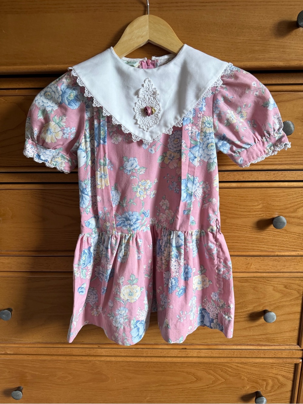 Vintage Rare Editions Girls Pink Floral Dress Size 6 Sunday Church Easter Retro